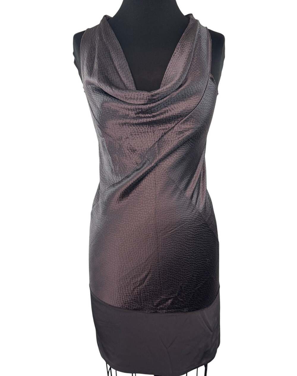 Jes Wade Gray Pencil Dress Textured Cowl Neck Sleeveless Party Cocktail XS/S?